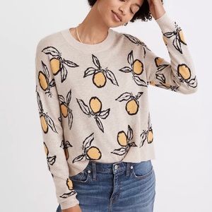 Madewell Tangerine Sketch Jacquard Pullover Sweater